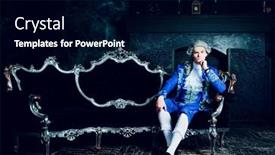  Presentation with actor - Presentation design consisting of actor-dressed-as-an-aristocrat background and a black colored foreground