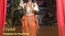  Presentation with actor - PPT theme having actor dressed-up as rama background and a tawny brown colored foreground