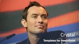  Presentation with international law - PPT theme with actor-jude-law-attends background and a ocean colored foreground