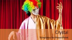  Presentation with actor - Cool new theme with actor with maks in a funny theater concept backdrop and a gold colored foreground