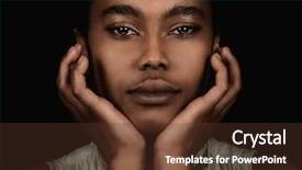  Presentation with beautiful young woman getting face - PPT theme enhanced with actress - beautiful young afro american woman background and a tawny brown colored foreground