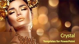  Presentation with girl model - Slide deck consisting of actress - gold woman holiday makeup beauty background and a tawny brown colored foreground