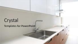  Presentation with white house - Slides featuring actual modern kitchen in white background and a light gray colored foreground