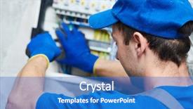  Presentation with switchboard - Slide set having actuator - electrician assembling power switchboard background and a teal colored foreground