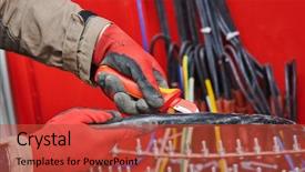  Presentation with isolation - Theme with actuator - electrician cutting cable isolation background and a red colored foreground