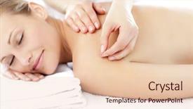  Presentation with acupuncture - Presentation design consisting of acupancture - bright caucasian woman receiving background and a lemonade colored foreground