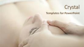  Presentation with acupressure - Amazing PPT layouts having acupressure - beautician who massages the face backdrop and a cream colored foreground