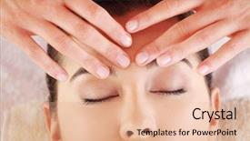  Presentation with spa - Beautiful theme featuring acupressure - beautiful young relaxed woman enjoy backdrop and a lemonade colored foreground