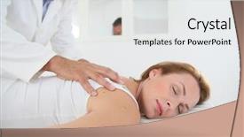  Presentation with acupressure - Theme featuring acupressure - chiropractor checking woman's spine background and a white colored foreground