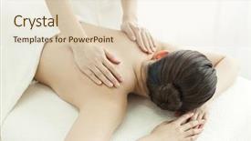  Presentation with battery back start - PPT layouts enhanced with acupressure - esthetician who massages a back background and a  colored foreground