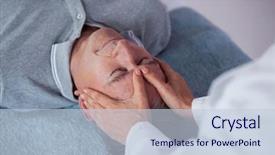  Presentation with acupressure - Slide set consisting of acupressure - senior man receiving head massage background and a  colored foreground