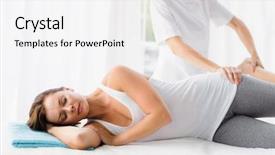  Presentation with acupressure - Colorful theme enhanced with acupressure - woman receiving massage treatment backdrop and a white colored foreground