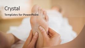  Presentation with foot massage - Beautiful PPT theme featuring acupressure - young woman getting foot massage backdrop and a  colored foreground