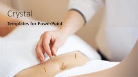  Presentation with acupuncture - Slides with acupuncture-needle-therapy background and a coral colored foreground