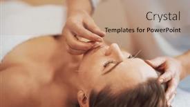  Presentation with acupuncture - Presentation enhanced with acupuncture-needle-therapy background and a coral colored foreground