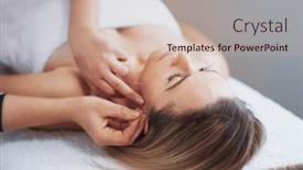  Presentation with acupuncture - Presentation theme having acupuncture-needle-therapy background and a mint green colored foreground