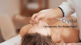  Presentation with needle - Presentation having acupuncture-needle-therapy background and a coral colored foreground