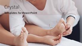  Presentation with acupuncture - Presentation theme having acupuncture-needle-therapy background and a  colored foreground