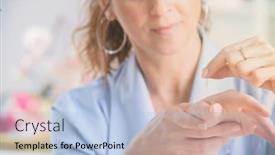  Presentation with acupuncture - Beautiful theme featuring acupuncture-therapist-applying-acupuncture-needle backdrop and a light blue colored foreground