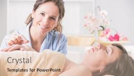  Presentation with acupuncture - PPT layouts with acupuncture-therapist-applying-acupuncture-needle background and a lemonade colored foreground