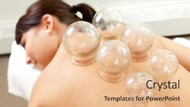  Presentation with acupuncture - Presentation having acupunture - acupuncture fire cupping detail background and a lemonade colored foreground