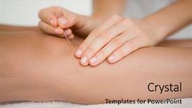  Presentation with acupuncture - Colorful presentation theme enhanced with acupunture - close up view of woman backdrop and a coral colored foreground