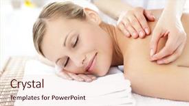  Presentation with acupuncture - Beautiful presentation theme featuring acupunture - radiant woman receiving an acupuncture backdrop and a lemonade colored foreground