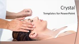  Presentation with acupuncture - Audience pleasing PPT theme consisting of acupunture - relaxed woman receiving an acupuncture backdrop and a white colored foreground
