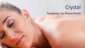  Presentation with needles - Amazing PPT theme having acupunture - woman at acupuncture session backdrop and a white colored foreground