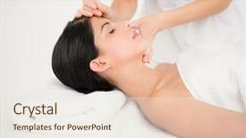  Presentation with acupuncture - Audience pleasing presentation theme consisting of acupunture - woman in an acupuncture therapy backdrop and a  colored foreground