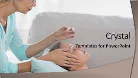  Presentation with acupuncture - Colorful PPT layouts enhanced with acupunture - woman receiving acupuncture treatment backdrop and a light gray colored foreground