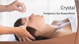  Presentation with acupuncture - Amazing PPT theme having acupunture - woman receiving acupuncture treatment backdrop and a white colored foreground