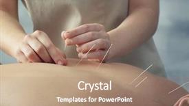  Presentation with acupuncture - PPT theme enhanced with acupunture - young man getting acupuncture treatment background and a coral colored foreground