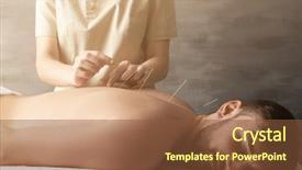  Presentation with acupuncture - Cool new PPT theme with acupunture - young man getting acupuncture treatment backdrop and a tawny brown colored foreground
