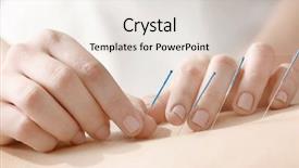  Presentation with acupuncture - Cool new presentation theme with acupunture - young woman undergoing acupuncture treatment backdrop and a sky blue colored foreground