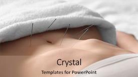  Presentation with acupuncture - Audience pleasing theme consisting of acupunture - young woman undergoing acupuncture treatment backdrop and a soft green colored foreground