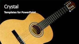  Presentation with acoustic - Amazing presentation theme having acustics - acoustic guitar isolated on black backdrop and a black colored foreground