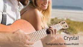  Presentation with young children playing multicultural - Amazing presentation theme having acustics - close up of young man backdrop and a coral colored foreground