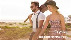  Presentation with hands holding - Presentation theme having acustics - portrait of a young cheerful background and a  colored foreground