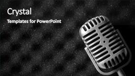  Presentation with acoustic - PPT theme featuring acustics - vintage microphone on acoustic foam background and a dark gray colored foreground