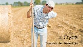  Presentation with backache - Presentation theme enhanced with acute - farmer suffering from backache while background and a  colored foreground