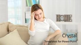  Presentation with headaches - Theme enhanced with acute abdomen - pregnant woman suffering from headaches background and a soft green colored foreground