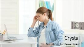  Presentation with pregnant woman - PPT layouts consisting of acute abdomen - pregnant woman suffering from headaches background and a light blue colored foreground