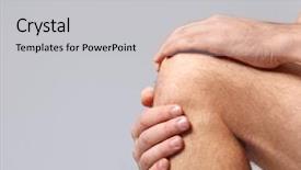  Presentation with knee pain - Theme enhanced with acute inflammation - man with knee pain background and a  colored foreground