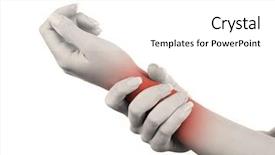 Presentation with acute - Presentation design featuring acute inflammation - young woman with hand pain background and a white colored foreground