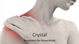  Presentation with acute - PPT theme having acute inflammation - young woman with shoulder pain background and a light gray colored foreground