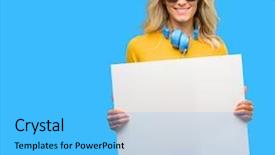  Presentation with announcement - Beautiful slide deck featuring ad offer or announcement backdrop and a  colored foreground