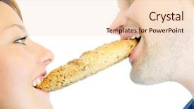  Presentation with croissant factory - Presentation featuring adam eve - happy couple eating croissant background and a lemonade colored foreground