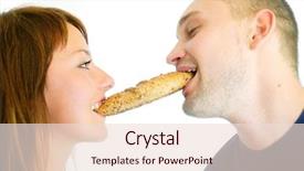  Presentation with croissant factory - Cool new presentation design with adam eve - happy couple eating croissant backdrop and a  colored foreground