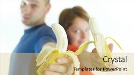  Presentation with adam eve - Colorful slides enhanced with adam eve - happy couple with banana backdrop and a yellow colored foreground